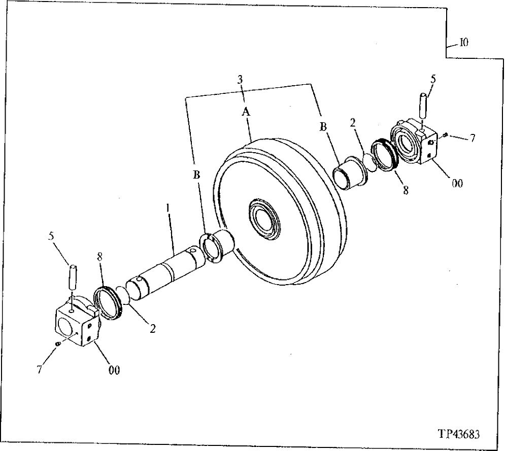 Схема запчастей John Deere 92DLC - 4 - FRONT IDLER 130 - WHEELS 1