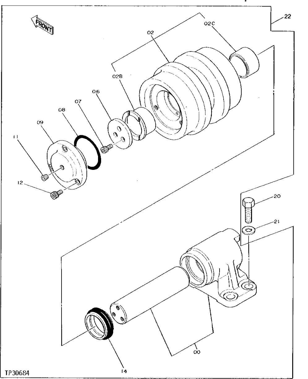 Схема запчастей John Deere 92DLC - 10 - UPPER ROLLER 130 - WHEELS 1