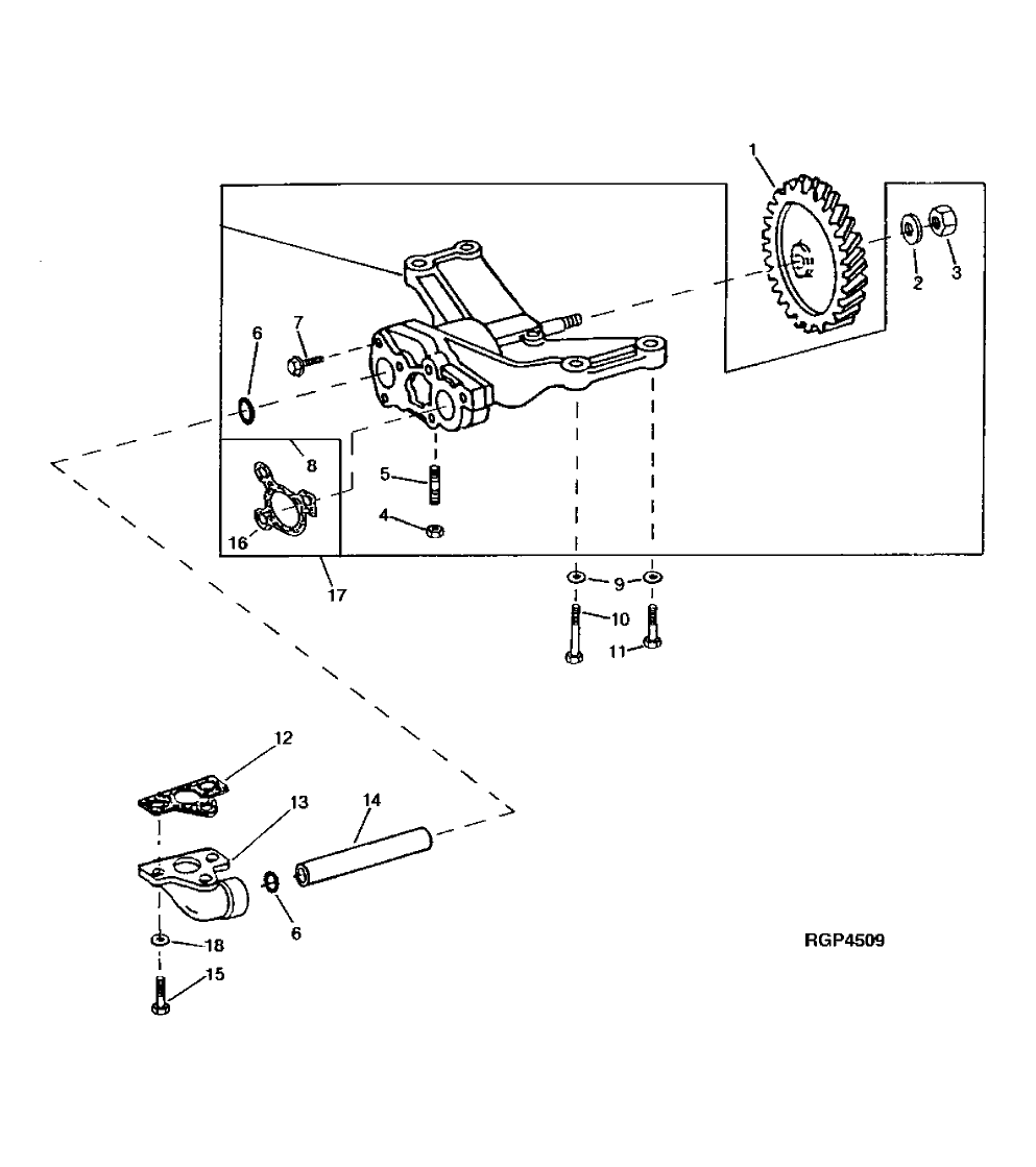 Схема запчастей John Deere 92DLC - 4 - REPLACEMENT ENGINE OIL PUMP 407 - ENGINE 4