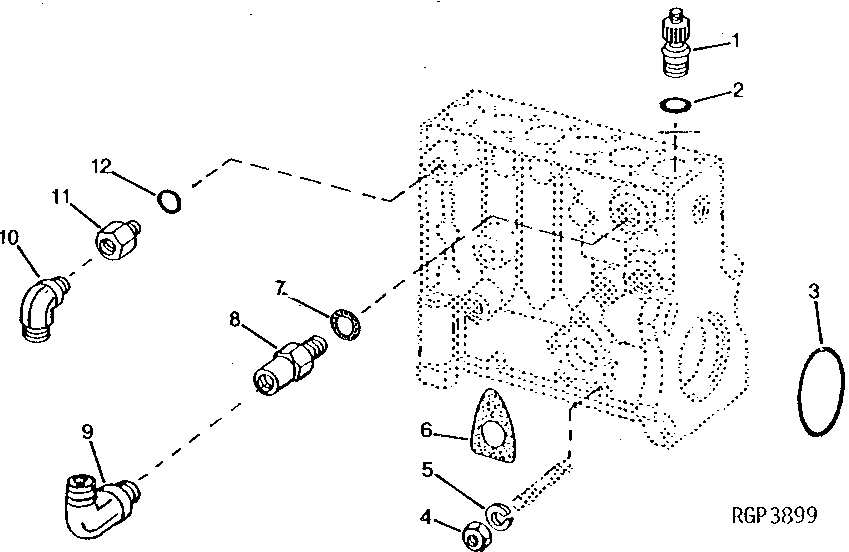 Схема запчастей John Deere 92DLC - 7 - FUEL INJECTION PUMP HOUSING CONNECTORS 413 - ENGINE 4