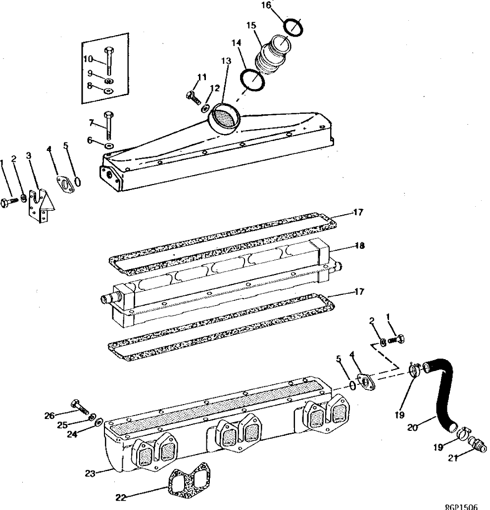 Схема запчастей John Deere 92DLC - 2 - AFTERCOOLER AND INTAKE MANIFOLD 414 - ENGINE 4