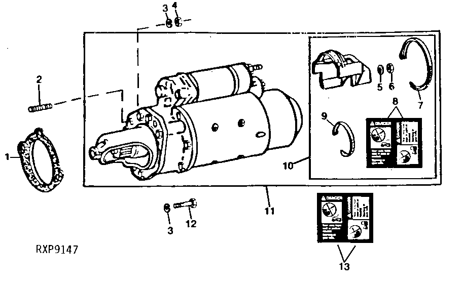 Схема запчастей John Deere 92DLC - 2 - STARTING MOTOR 422 - ENGINE 4