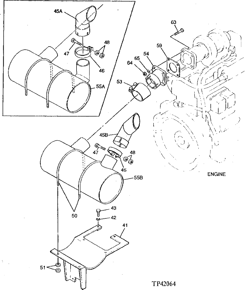 Схема запчастей John Deere 92DLC - 2 - MUFFLER 530 - ENGINE AUXILIARY SYSTEM 5