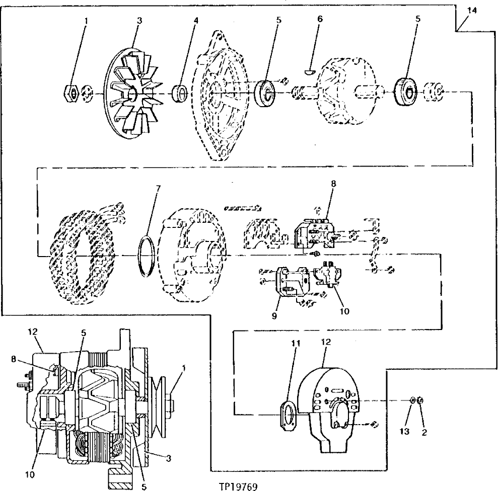 Схема запчастей John Deere 92DLC - 8 - ALTERNATOR - (24 VOLT - 42 AMP) 1672 - ELECTRICAL SYSTEM 16