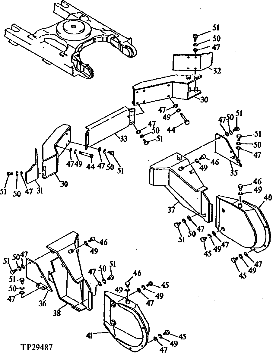 Схема запчастей John Deere 92DLC - 10 - TRAVEL PIPING COVERS 1740 - FRAME, CHASSIS OR SUPPORTING STRUCTURE 17