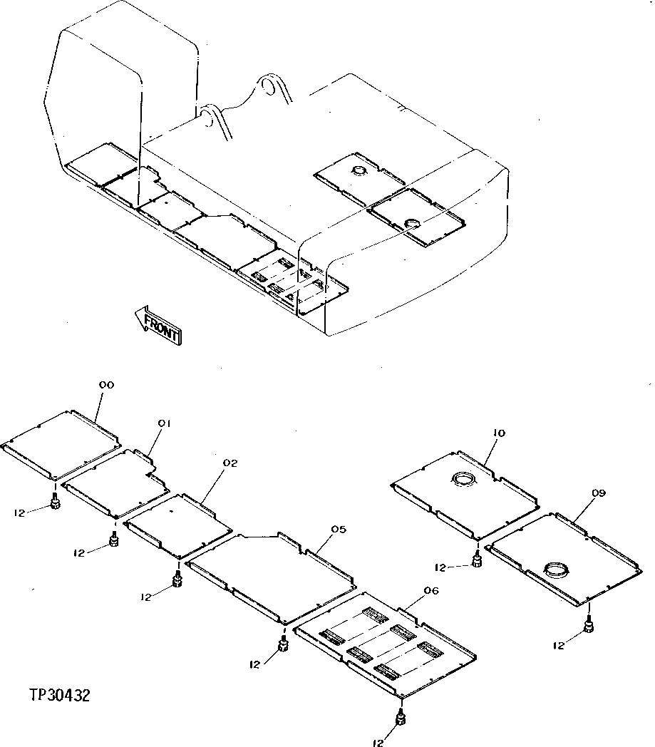 Схема запчастей John Deere 92DLC - 16 - BOTTOM COVERS 1910 - SHEET METAL AND STYLING 19