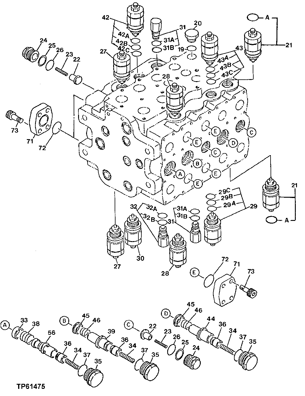 Схема запчастей John Deere 92DLC - 6 - MAIN CONTROL VALVE 3360 - EXCAVATOR 33