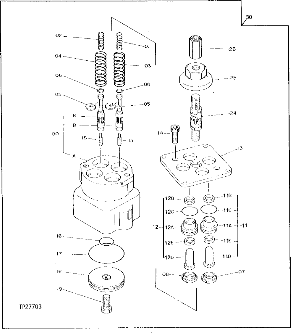 Схема запчастей John Deere 92DLC - 14 - PILOT CONTROL VALVE 3360 - EXCAVATOR 33