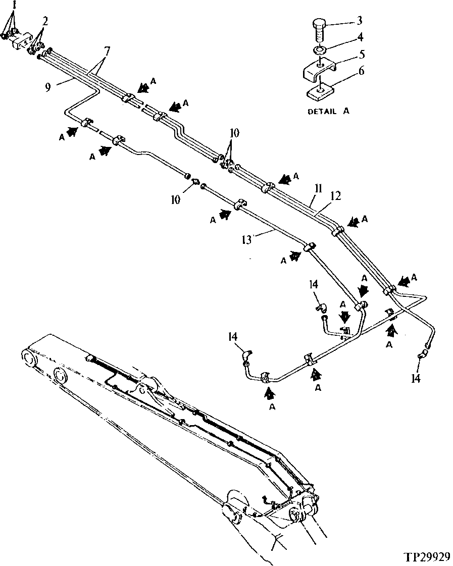 Схема запчастей John Deere 92DLC - 120 - PIPING FOR 16 (4.9 METER) ARM 3360 - EXCAVATOR 33