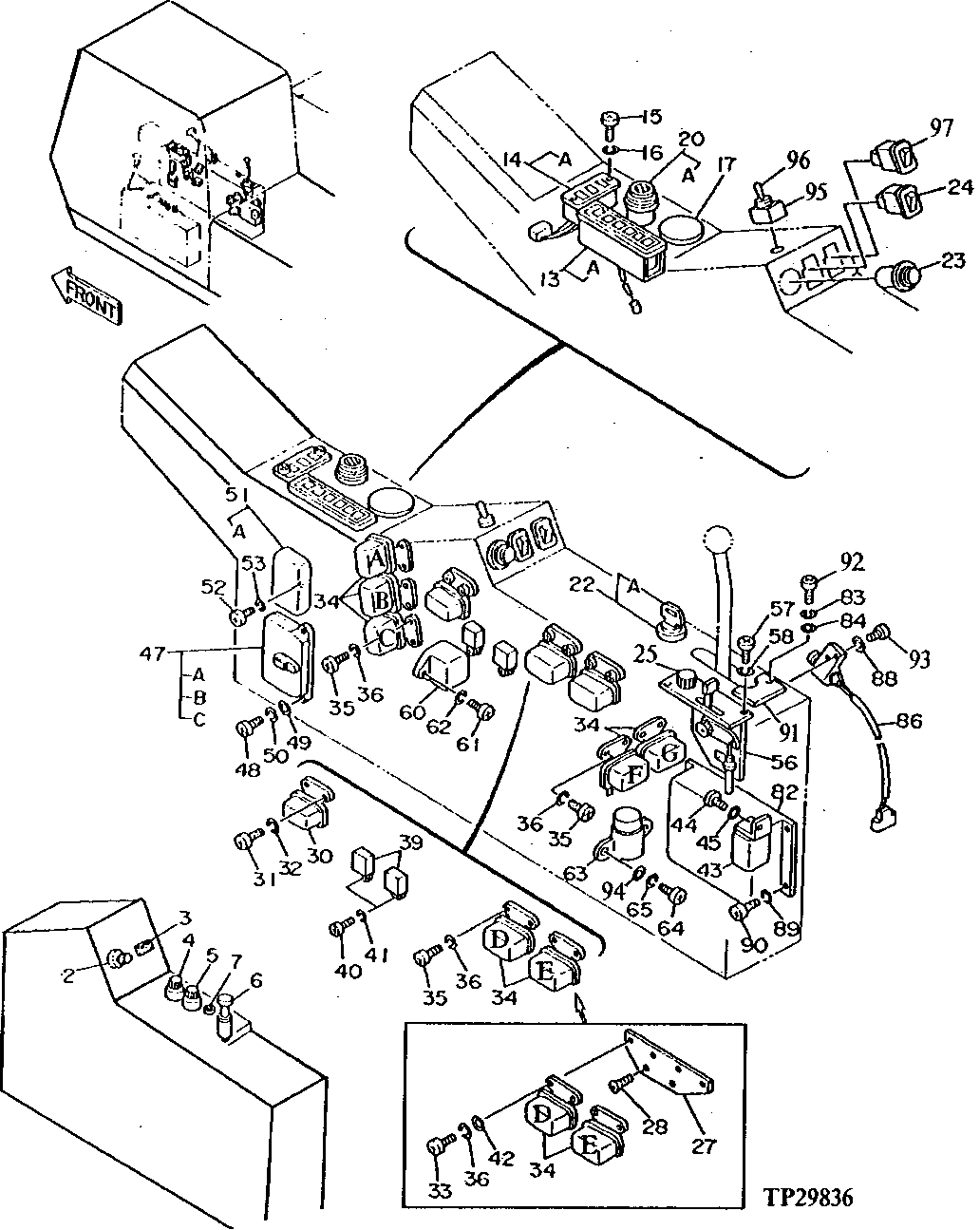 Схема запчастей John Deere 95D - 2 - CAB ELECTRICAL PARTS 1674 - ELECTRICAL SYSTEM 16