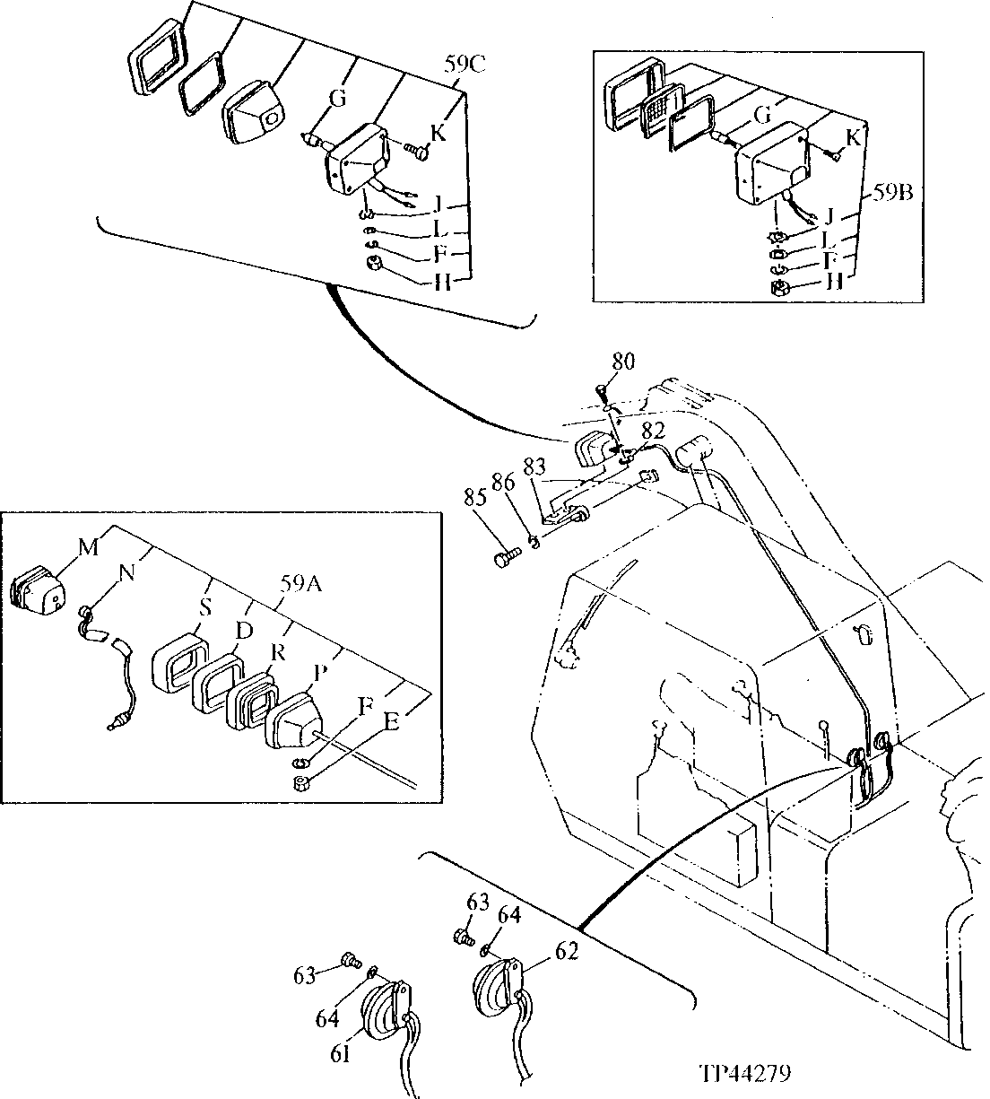 Схема запчастей John Deere 95D - 8 - ELECTRIC PARTS 1674 - ELECTRICAL SYSTEM 16