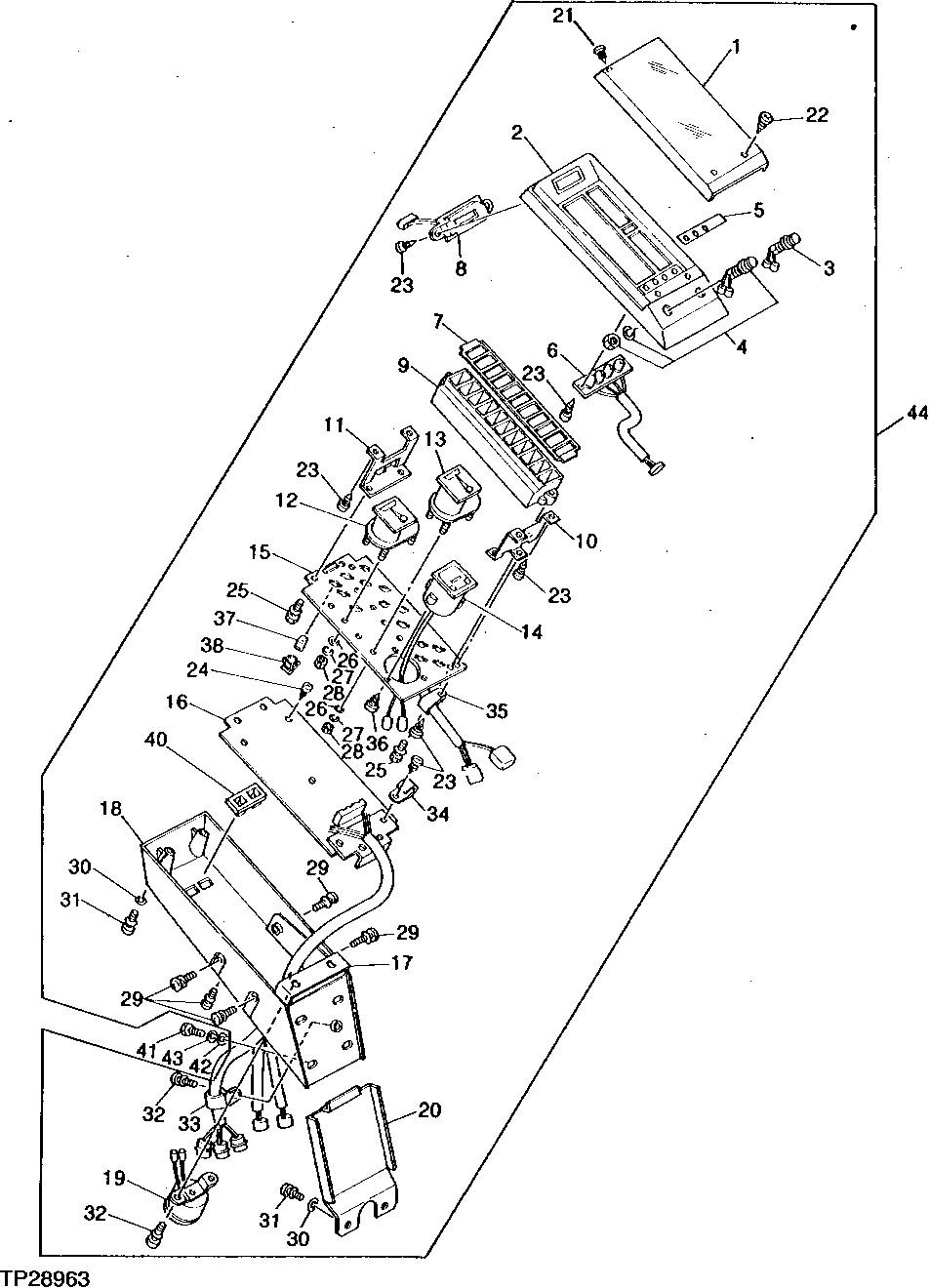 Схема запчастей John Deere 95D - 2 - GAUGE PANEL 1676 - ELECTRICAL SYSTEM 16