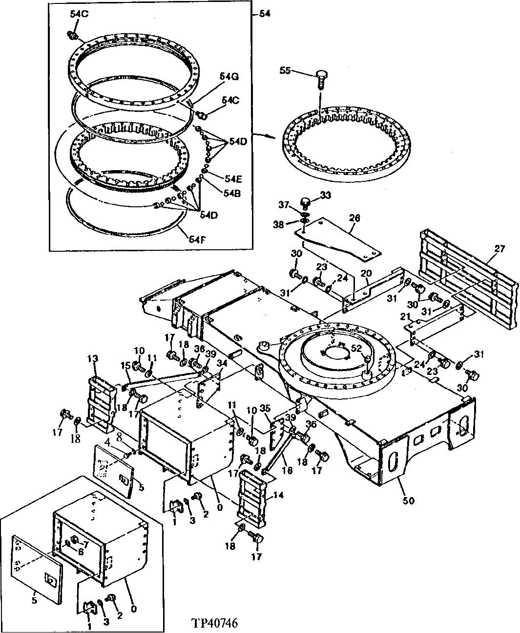 Схема запчастей John Deere 95D - 4 - CHASSIS AND SWING BEARING 1740 - FRAME, CHASSIS OR SUPPORTING STRUCTURE 17