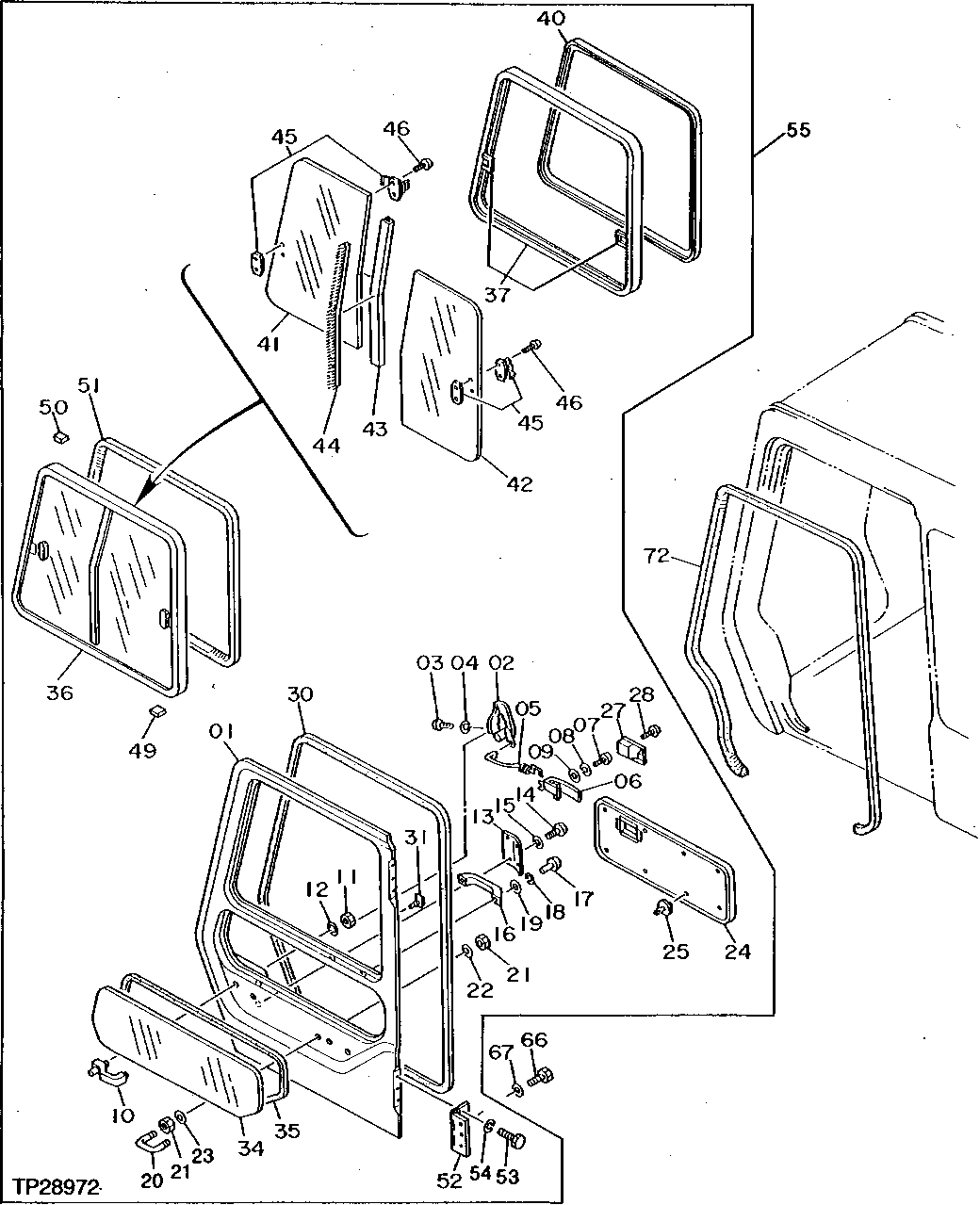 Схема запчастей John Deere 95D - 12 - CAB DOOR 1810 - OPERATORS MANUAL 18