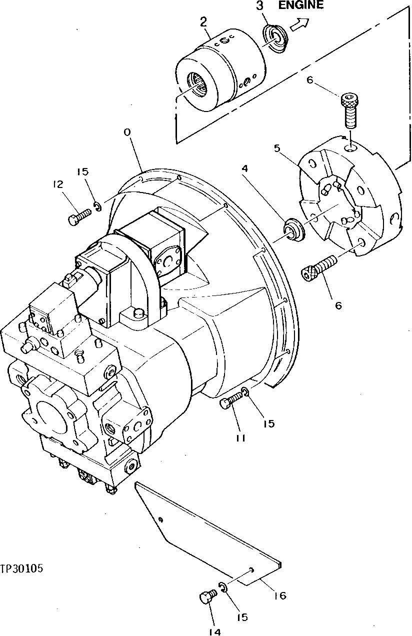 Схема запчастей John Deere 95D - 2 - MAIN HYDRAULIC PUMP AND DRIVE 2160 - MAIN HYDRAULIC SYSTEM 21