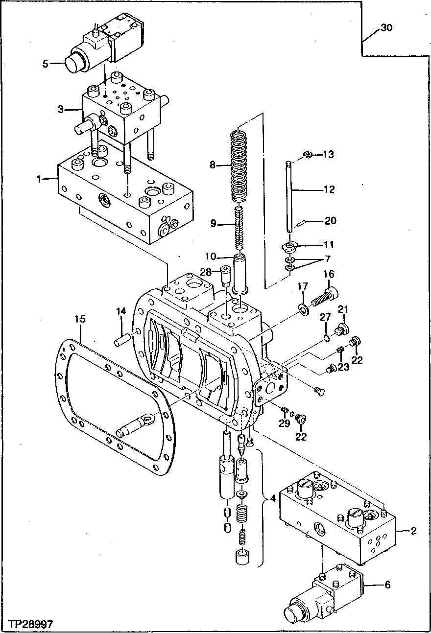 Схема запчастей John Deere 95D - 6 - MAIN PUMP REGULATOR VALVE 2160 - MAIN HYDRAULIC SYSTEM 21