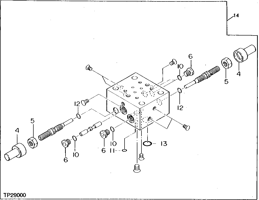 Схема запчастей John Deere 95D - 14 - UPPER REGULATOR COVER PART 2160 - MAIN HYDRAULIC SYSTEM 21