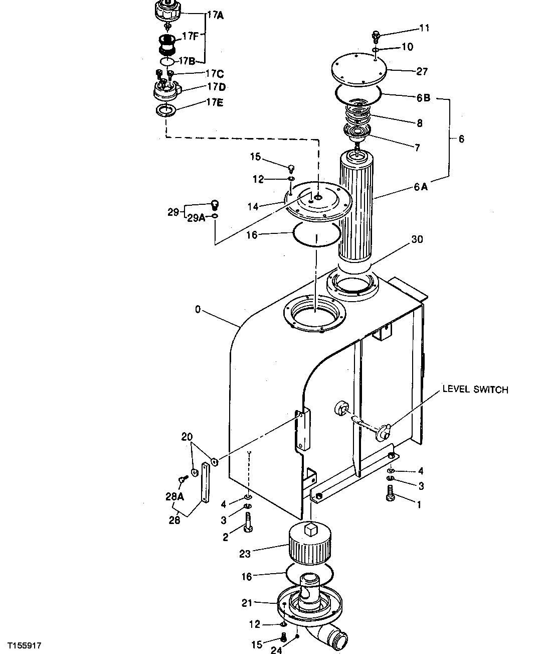 Схема запчастей John Deere 95D - 28 - RESERVOIR 2160 - MAIN HYDRAULIC SYSTEM 21