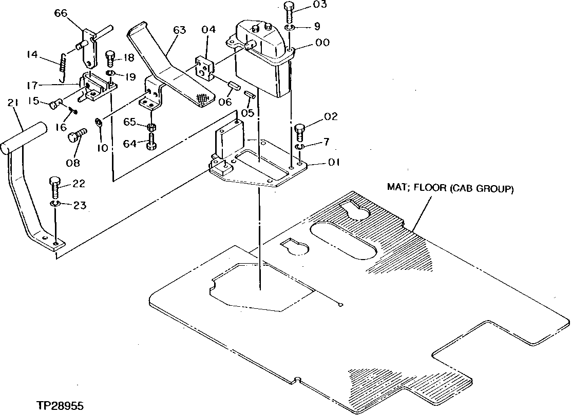 Схема запчастей John Deere 95D - 2 - AUXILIARY FUNCTION PILOT VALVE PEDAL AND PEDAL LOCK 3315 - EXCAVATOR 33