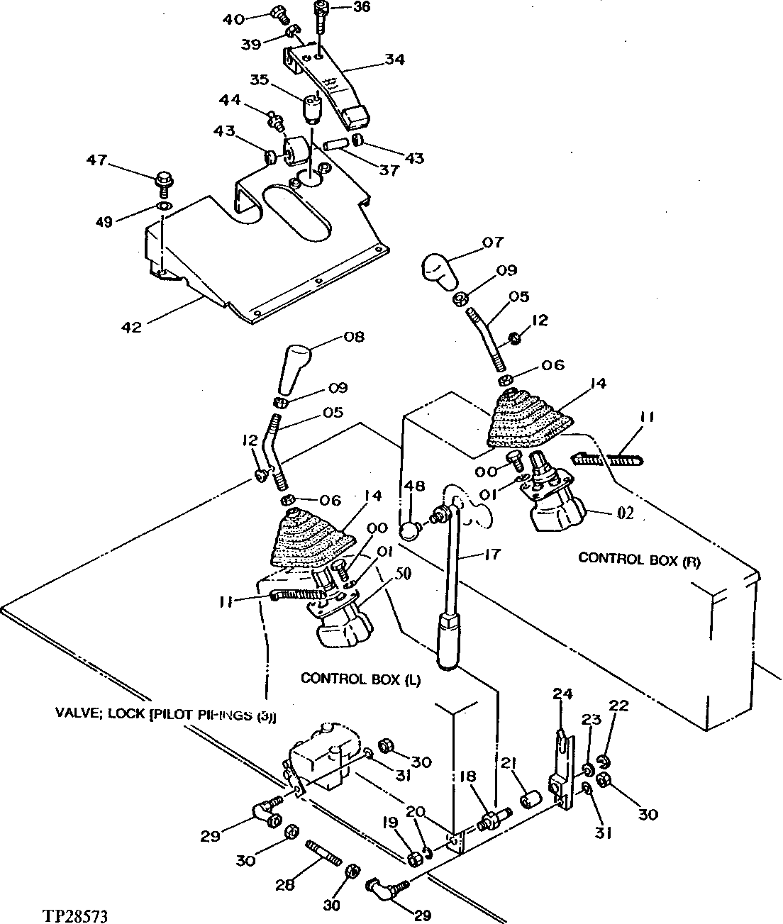 Схема запчастей John Deere 95D - 4 - CONTROL LEVERS AND SWING LOCK 3315 - EXCAVATOR 33