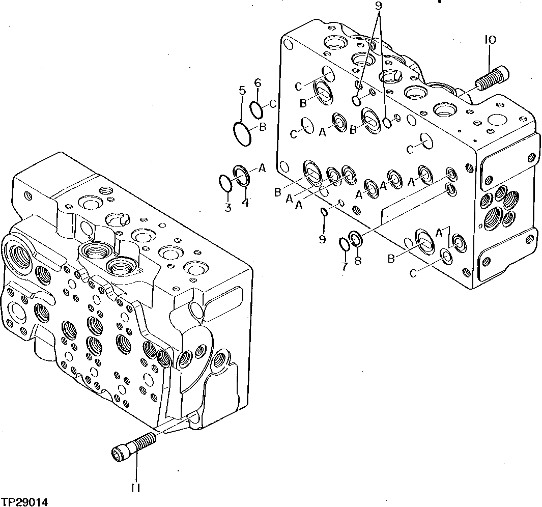 Схема запчастей John Deere 95D - 10 - MAIN CONTROL VALVE 3360 - EXCAVATOR 33