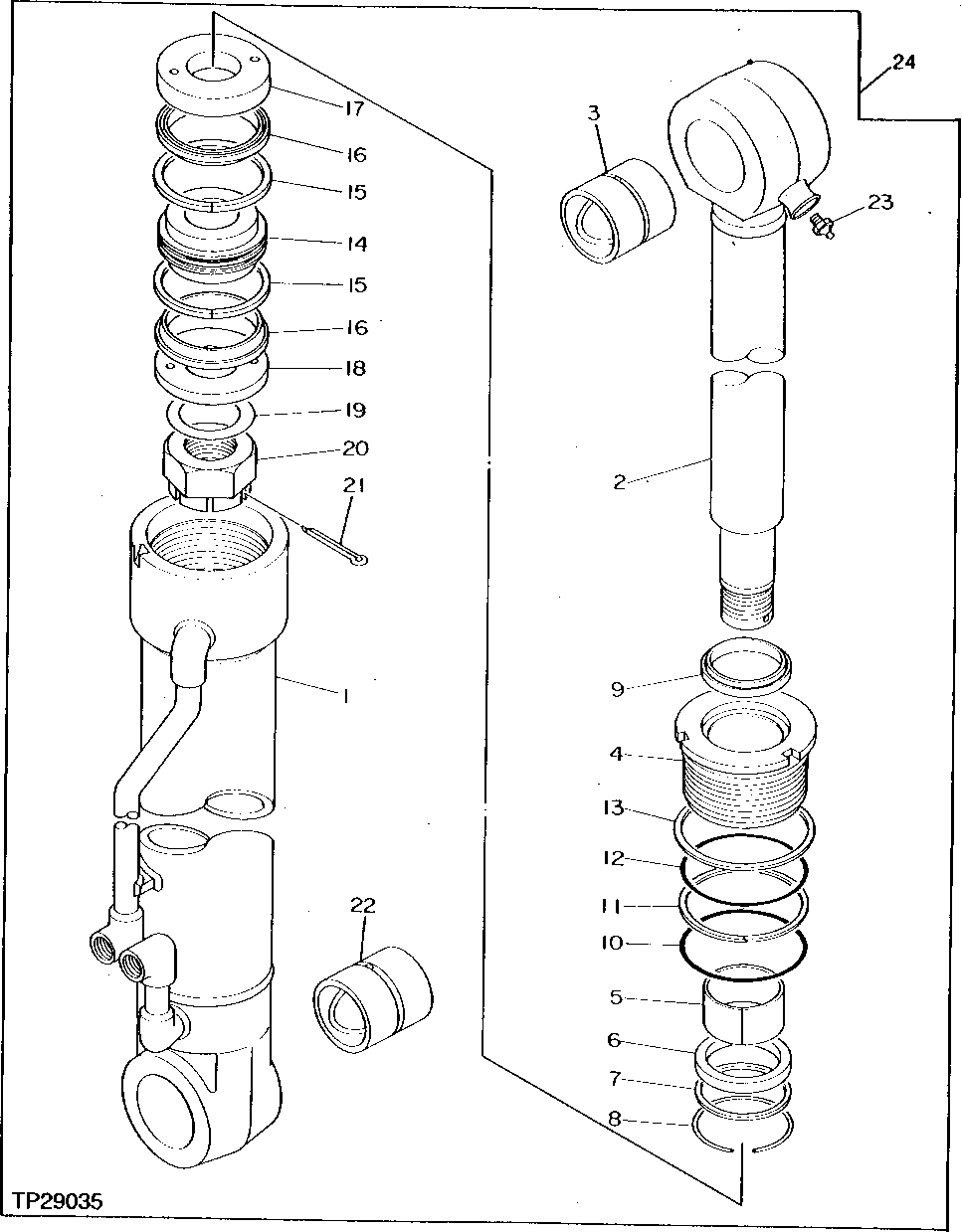 Схема запчастей John Deere 95D - 108 - RIGHT STABILIZER CYLINDER 3360 - EXCAVATOR 33