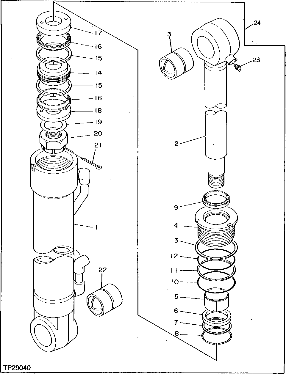 Схема запчастей John Deere 95D - 110 - LEFT STABILIZER CYLINDER 3360 - EXCAVATOR 33