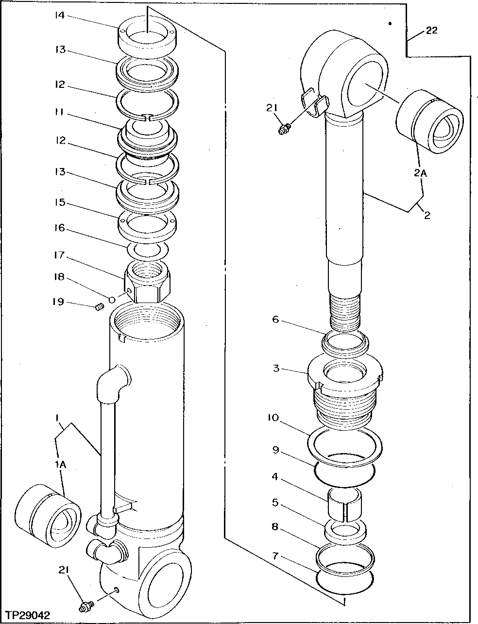 Схема запчастей John Deere 95D - 114 - LEFT BLADE CYLINDER 3360 - EXCAVATOR 33