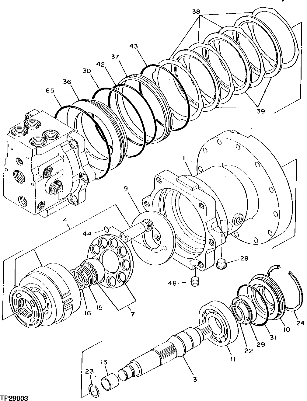 Схема запчастей John Deere 95D - 6 - SWING MOTOR 4360 - SWING, ROTATION OR PIVOTING SYSTEM 43