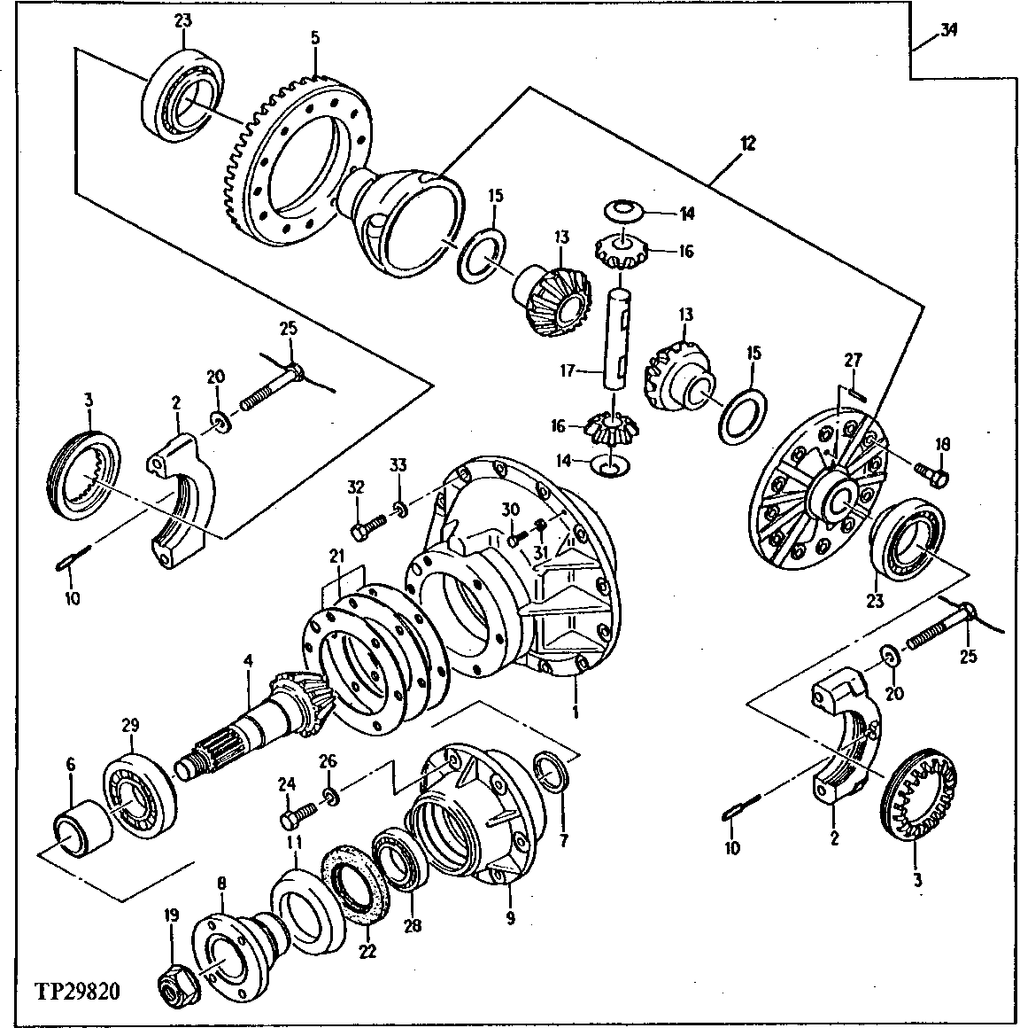 Схема запчастей John Deere 95D - 2 - DIFFERENTIAL 250 - AXLES AND SUSPENSION SYSTEMS 2