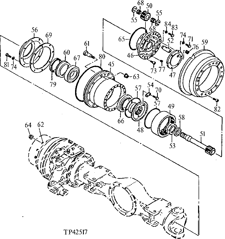 Схема запчастей John Deere 95D - 4 - FRONT AXLE HUB REDUCTION 250 - AXLES AND SUSPENSION SYSTEMS 2