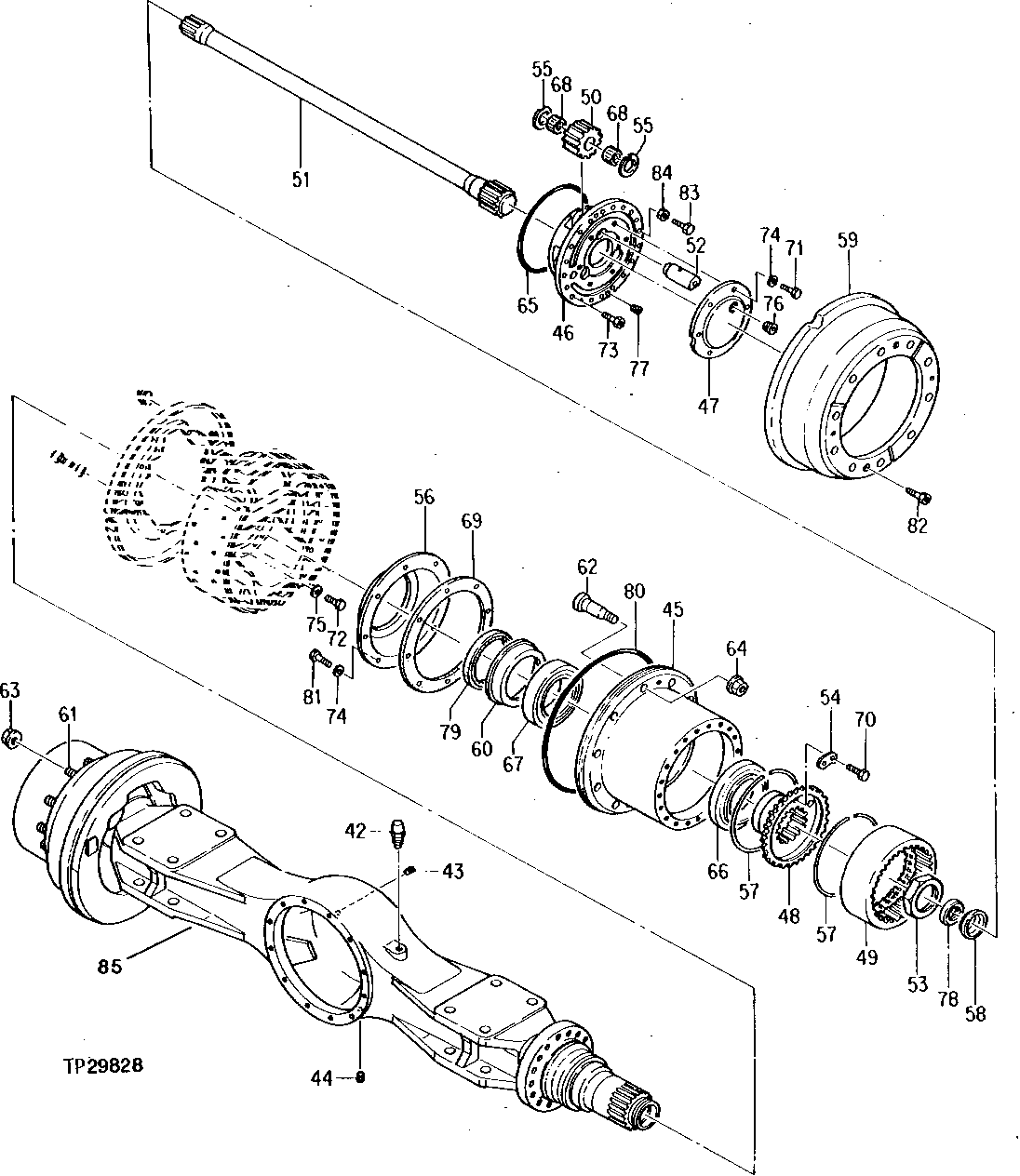 Схема запчастей John Deere 95D - 8 - REAR AXLE HOUSING AND HUB REDUCTION 250 - AXLES AND SUSPENSION SYSTEMS 2