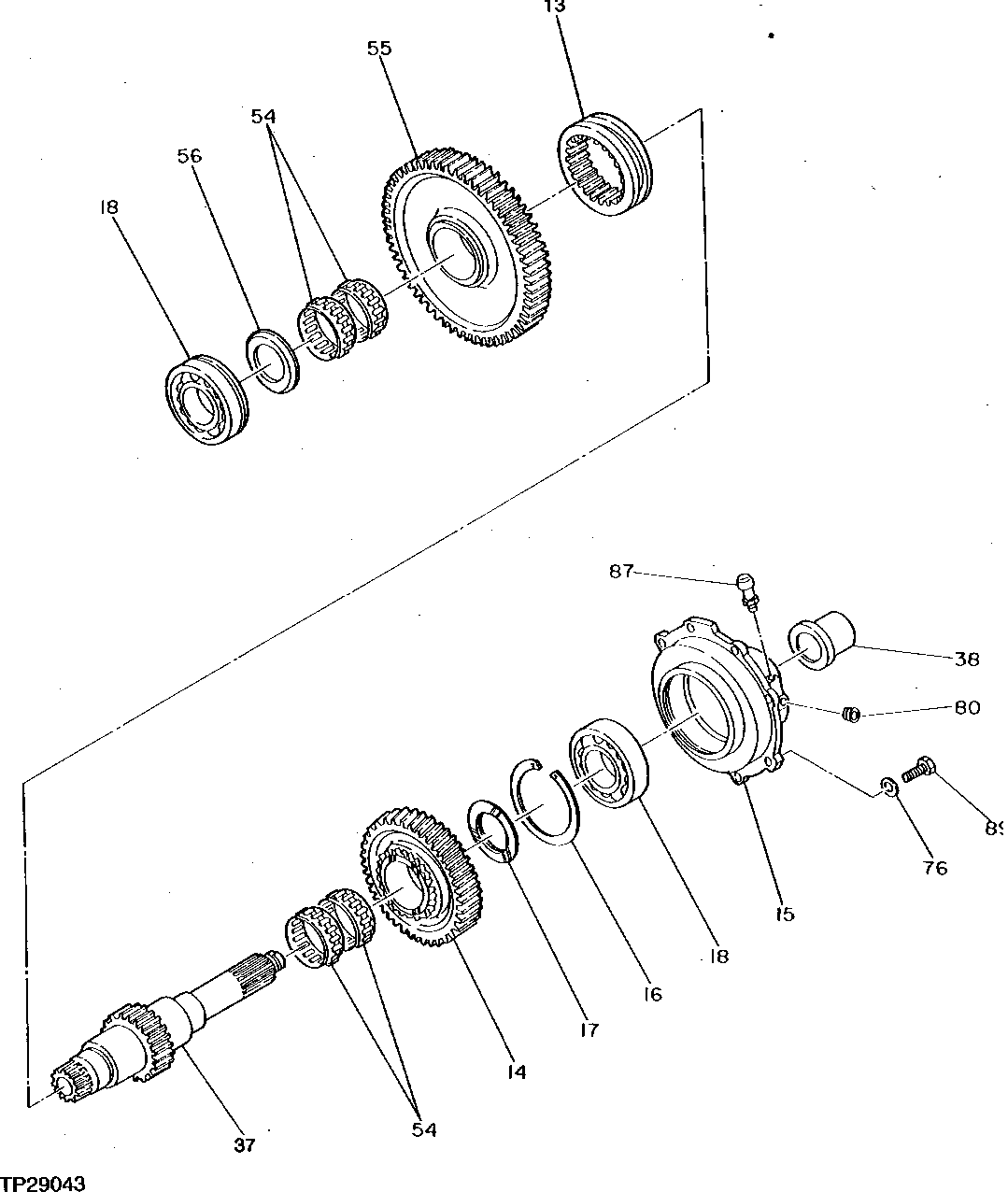 Схема запчастей John Deere 95D - 2 - TRANSMISSION MAIN SHAFT 315 - TRANSMISSION 3