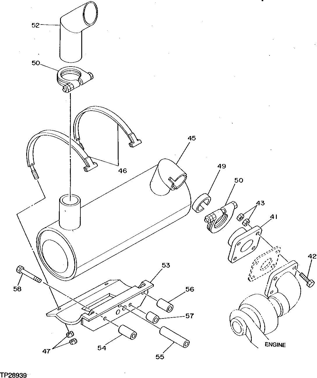 Схема запчастей John Deere 95D - 4 - MUFFLER 400 - ENGINE 4