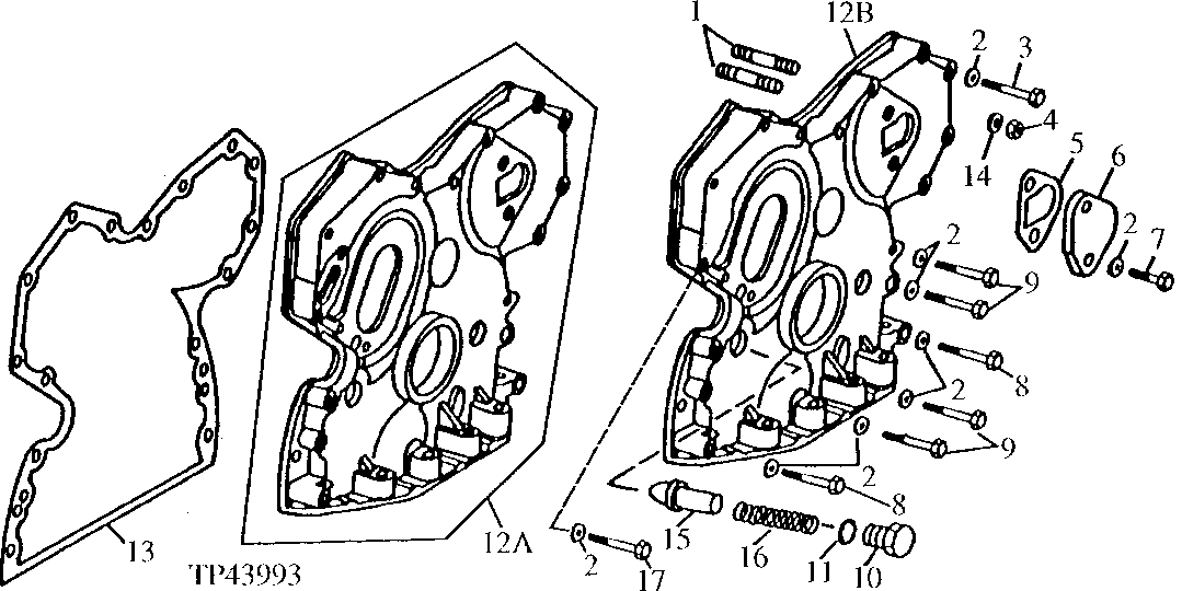 Схема запчастей John Deere 95D - 4 - TIMING GEAR COVER 402 - ENGINE 4