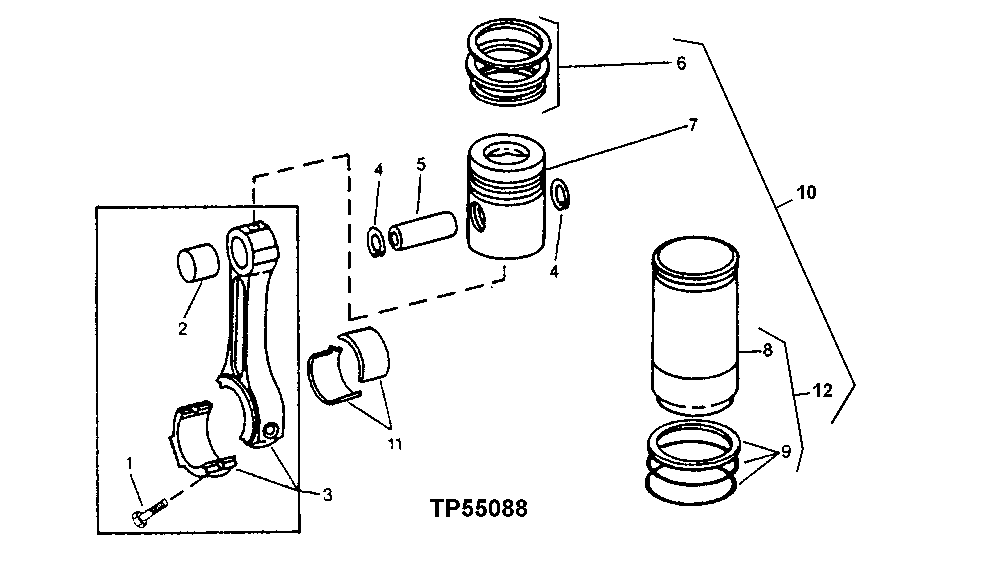 Схема запчастей John Deere 95D - 3 - CONNECTING ROD, PISTON, RINGS AND LINER 403 - ENGINE 4