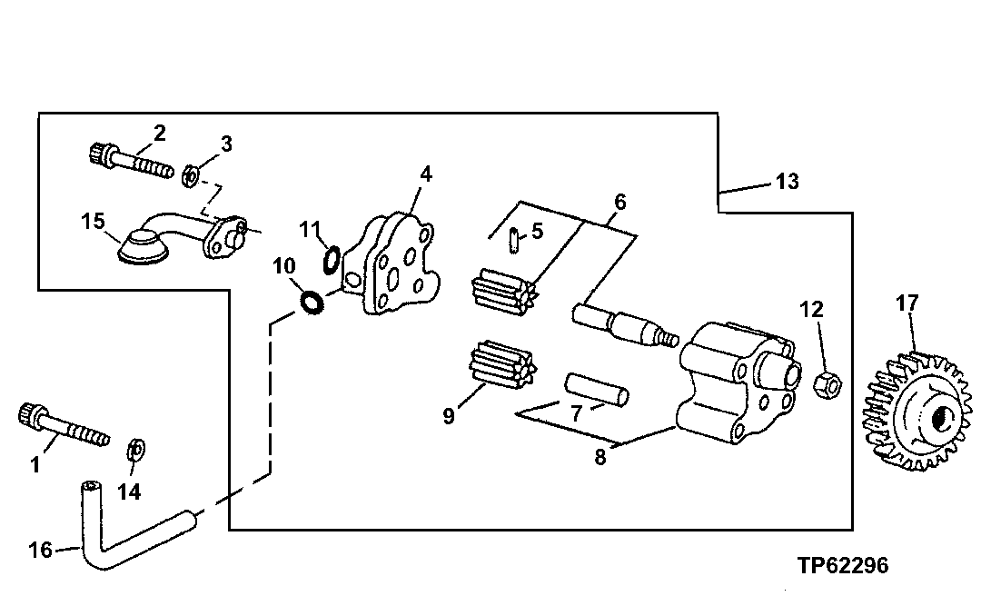 Схема запчастей John Deere 95D - 6 - ENGINE OIL PUMP 407 - ENGINE 4