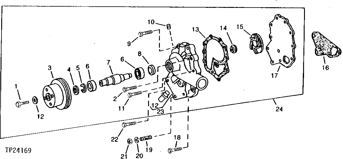 Схема запчастей John Deere 95D - 1 - WATER PUMP ASSEMBLY 417 - ENGINE 4