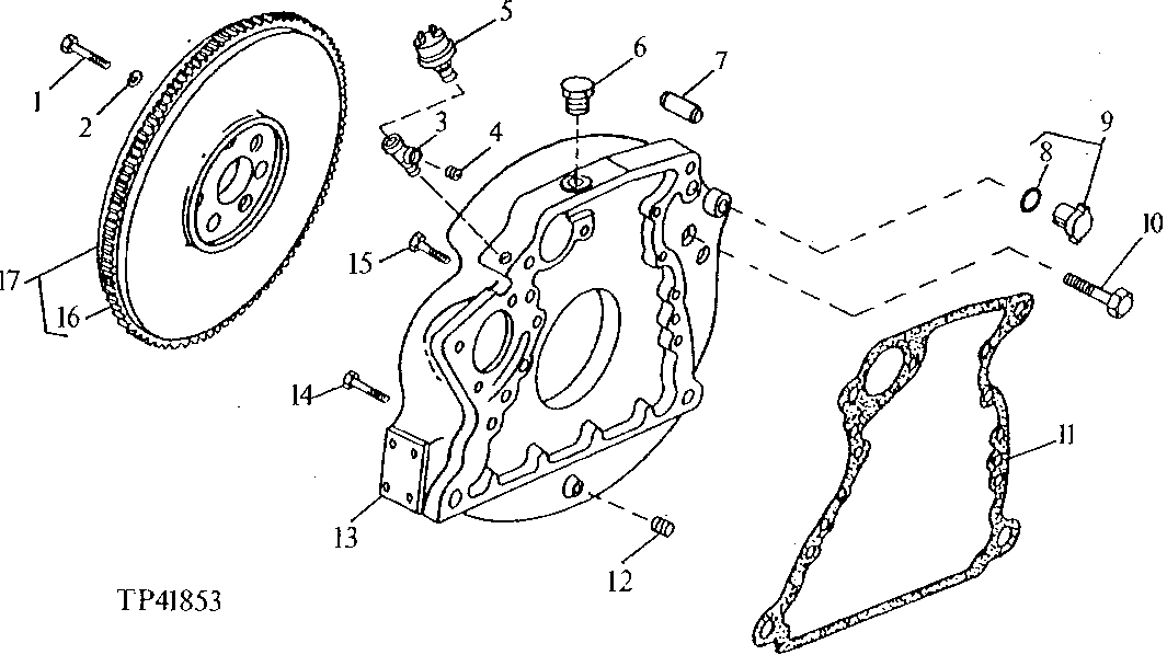 Схема запчастей John Deere 95D - 1 - FLYWHEEL AND FLYWHEEL HOUSING 433 - ENGINE 4