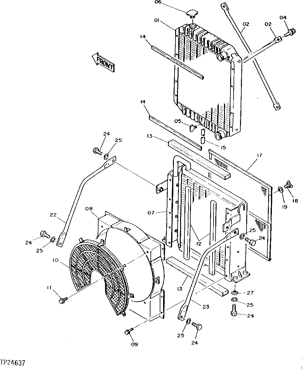 Схема запчастей John Deere 95D - 2 - RADIATOR, OIL COOLER AND FAN GUARD 510 - ENGINE AUXILIARY 5