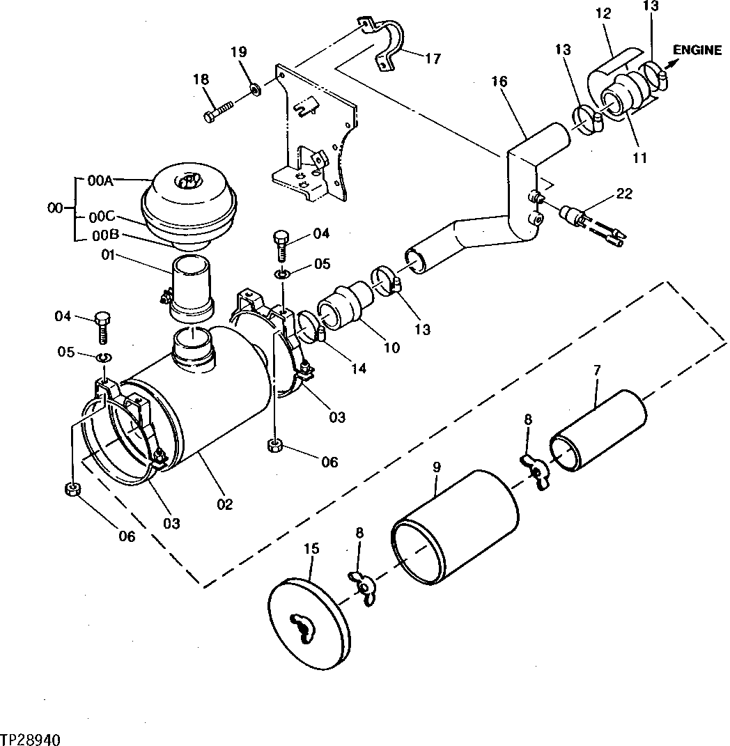 Схема запчастей John Deere 95D - 2 - AIR INTAKE SYSTEM 520 - ENGINE AUXILIARY 5