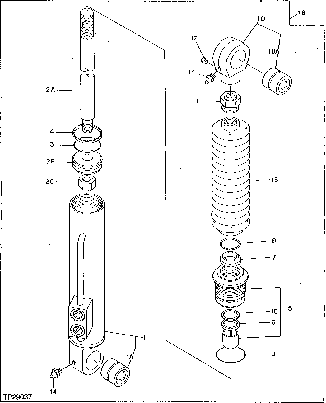 Схема запчастей John Deere 95D - 14 - STEERING CYLINDER 960 - STEERING SYSTEM 9