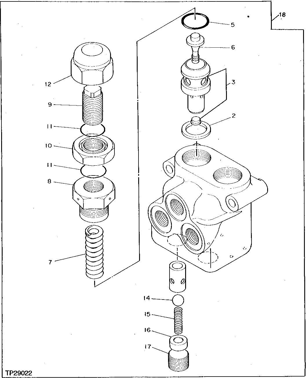 Схема запчастей John Deere 95D - 20 - STEERING CYLINDER HYDRAULICS RELIEF VALVE 960 - STEERING SYSTEM 9