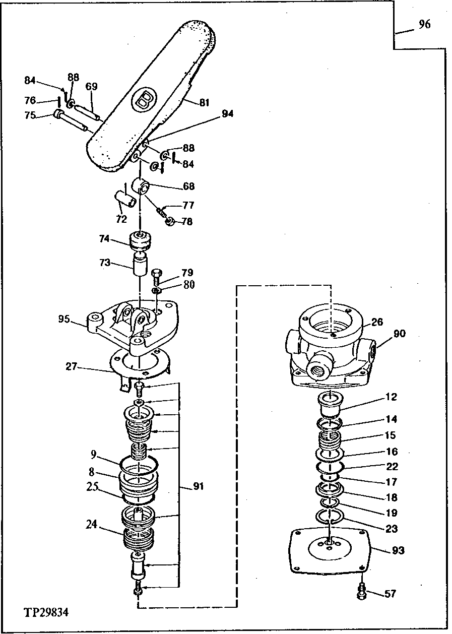 Схема запчастей John Deere 95D - 4 - SERVICE BRAKE FOOT VALVE 1060 - SERVICE BRAKES 10