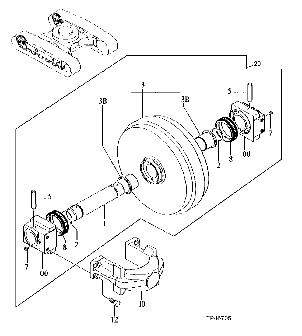 Схема запчастей John Deere 90E - 1 - Front Idler 0130 Track Systems