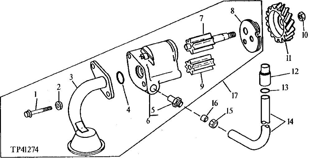 Схема запчастей John Deere 90E - 37 - Engine Oil Pump ( - XXXXXX) 0407 Engine Oiling System 4045TT009 4045TT009