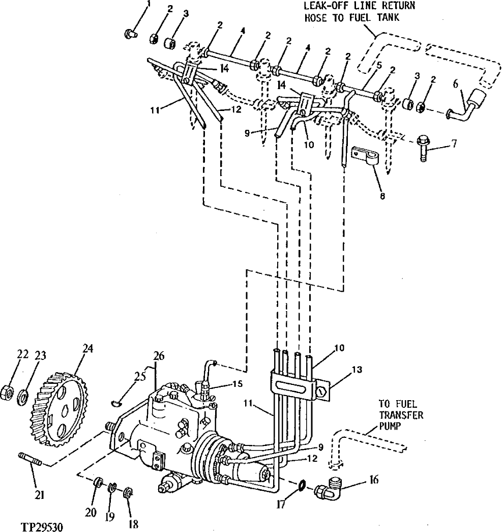 Схема запчастей John Deere 90E - 43 - Fuel Injection System 0413 Fuel Injection System 4045TT009 4045TT009