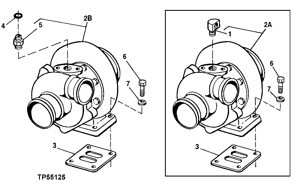 Схема запчастей John Deere 90E - 48 - Turbocharger 0416 Turbocharger 4045TT009 4045TT009