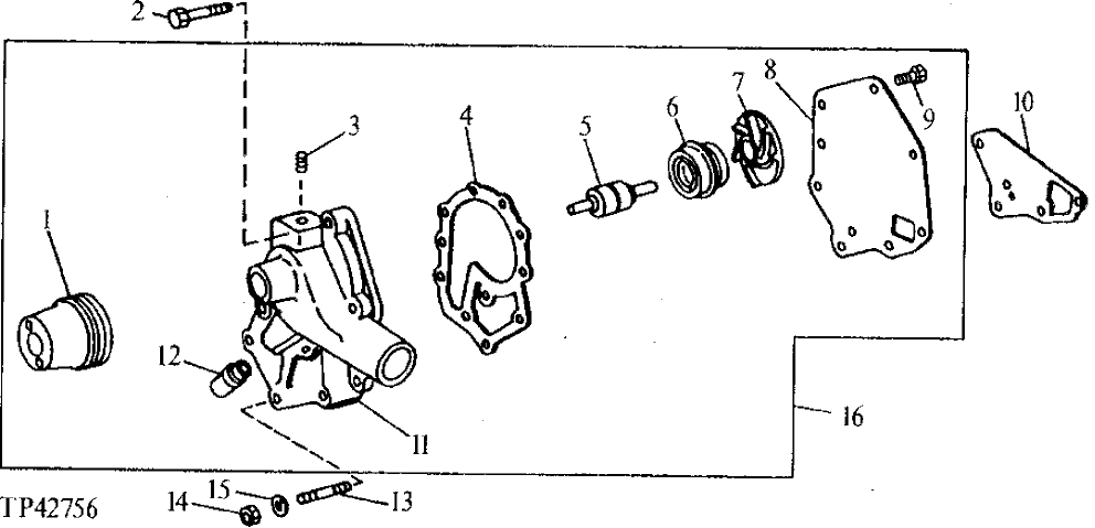 Схема запчастей John Deere 90E - 50 - Water Pump 0417 Water Pump 4045TT009 4045TT009