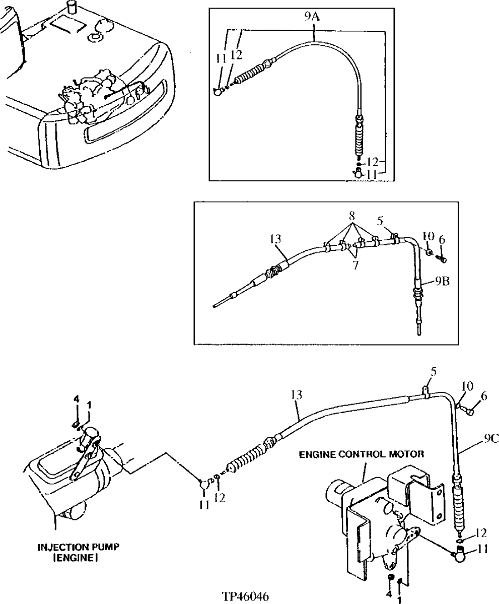 Схема запчастей John Deere 90E - 70 - Engine Speed Control Cable 0515 Engine Speed Controls